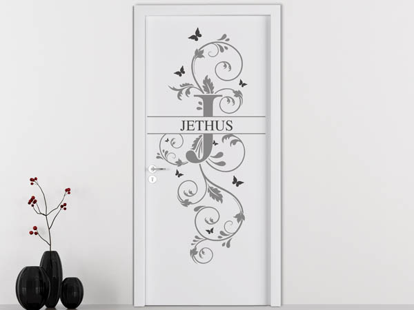 Wandtattoo Namensschild Jethus auf einer Tür