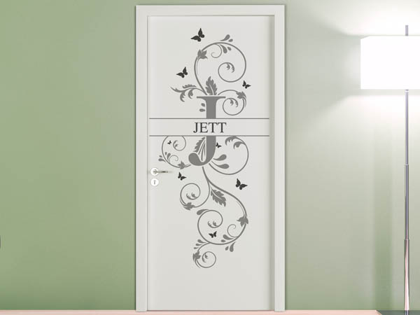 Wandtattoo Namensschild Jett auf einer Tür