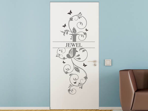 Wandtattoo Namensschild Jewel auf einer Tür