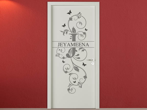 Wandtattoo Namensschild Jeyameena auf einer Tür