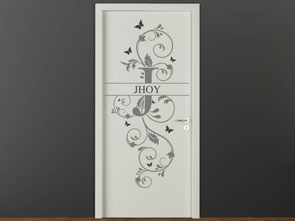 Wandtattoo Namensschild Jhoy auf einer Tür