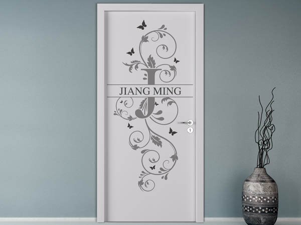 Wandtattoo Namensschild Jiang Ming auf einer Tür