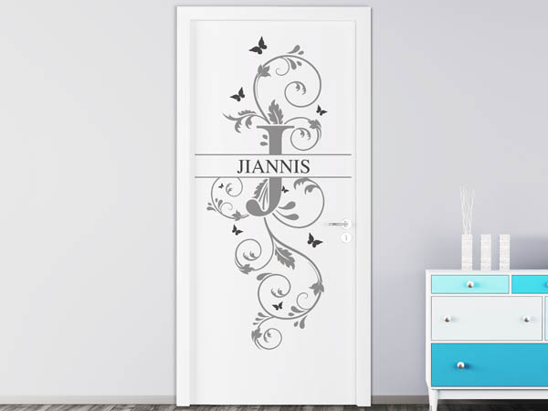 Wandtattoo Namensschild Jiannis auf einer Tür
