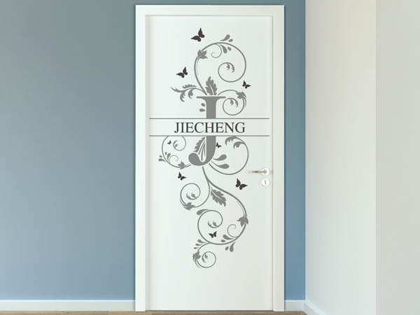 Wandtattoo Namensschild Jiecheng auf einer Tür
