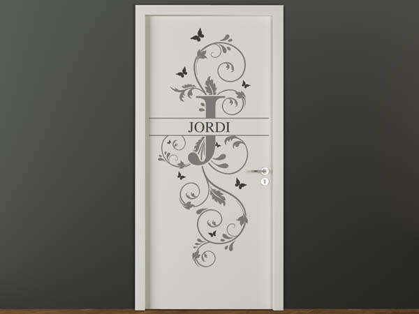 Wandtattoo Namensschild Jordi auf einer Tür