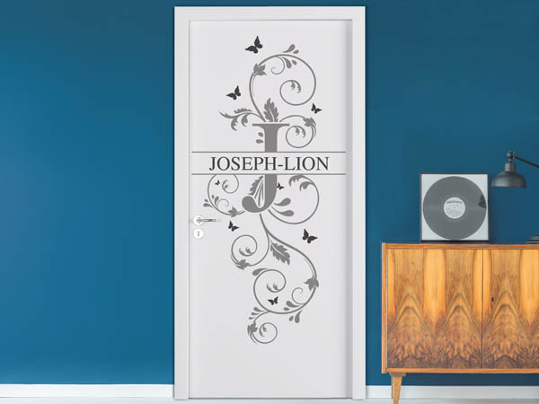 Wandtattoo Namensschild Joseph-Lion auf einer Tür