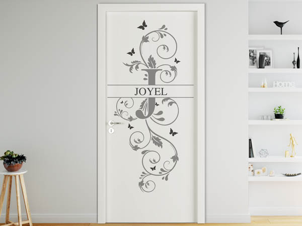 Wandtattoo Namensschild Joyel auf einer Tür