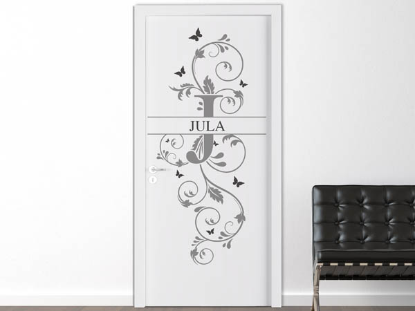 Wandtattoo Namensschild Jula auf einer Tür