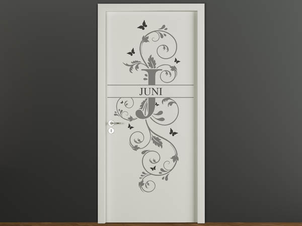 Wandtattoo Namensschild Juni auf einer Tür