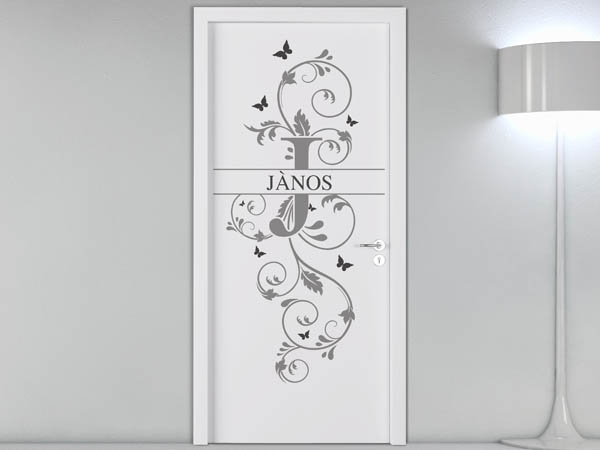 Wandtattoo Namensschild Jànos auf einer Tür