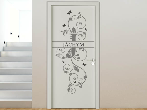 Wandtattoo Namensschild Jáchym auf einer Tür