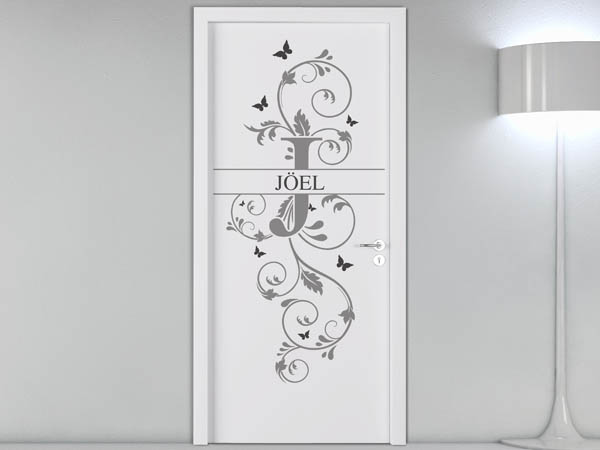 Wandtattoo Namensschild Jöel auf einer Tür