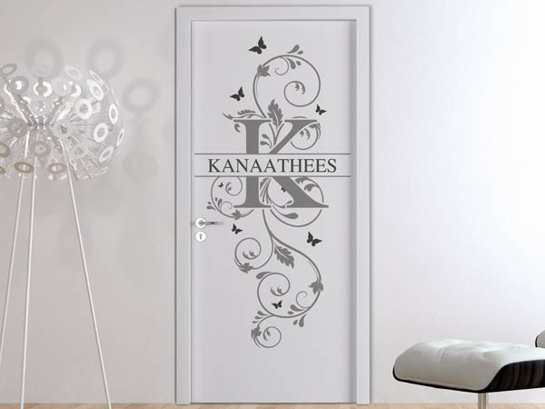 Wandtattoo Namensschild Kanaathees auf einer Tür
