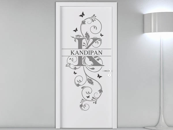 Wandtattoo Namensschild Kandipan auf einer Tür