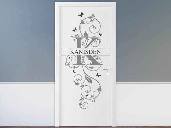 Wandtattoo Namensschild Kanisden auf einer Tür
