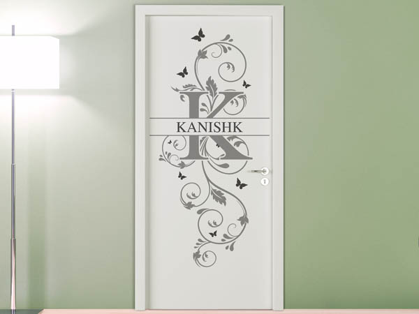 Wandtattoo Namensschild Kanishk auf einer Tür