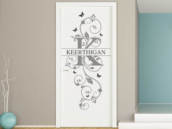 Wandtattoo Namensschild Keerthigan auf einer Tür