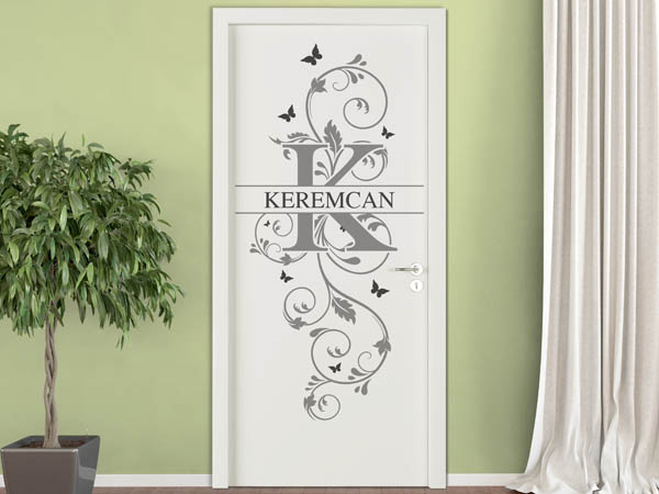 Wandtattoo Namensschild Keremcan auf einer Tür