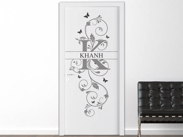 Wandtattoo Namensschild Khanh auf einer Tür