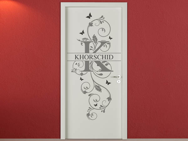 Wandtattoo Namensschild Khorschid auf einer Tür