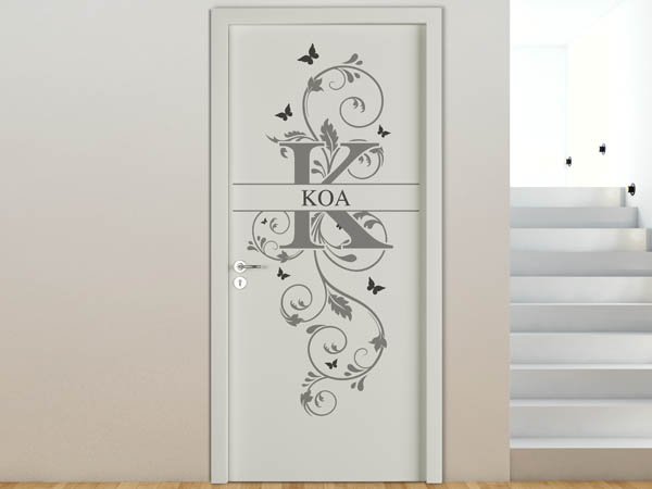 Wandtattoo Namensschild Koa auf einer Tür