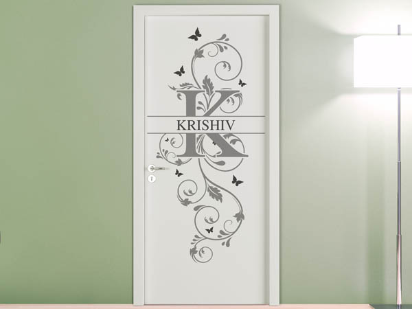 Wandtattoo Namensschild Krishiv auf einer Tür