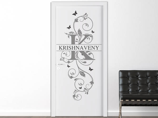 Wandtattoo Namensschild Krishnaveny auf einer Tür