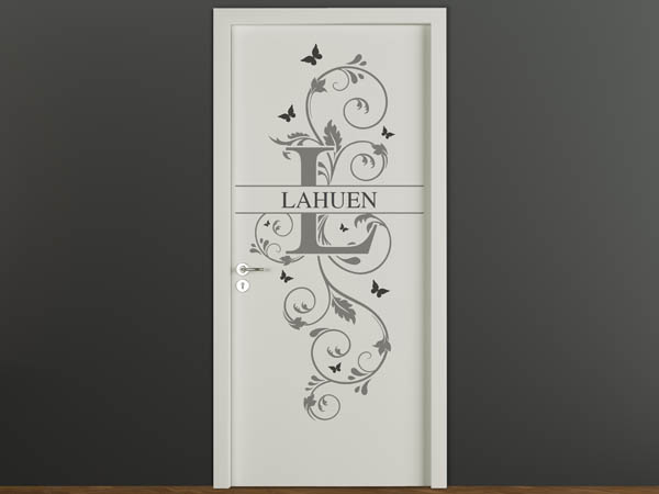 Wandtattoo Namensschild Lahuen auf einer Tür