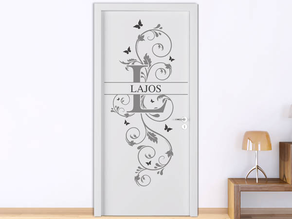 Wandtattoo Namensschild Lajos auf einer Tür