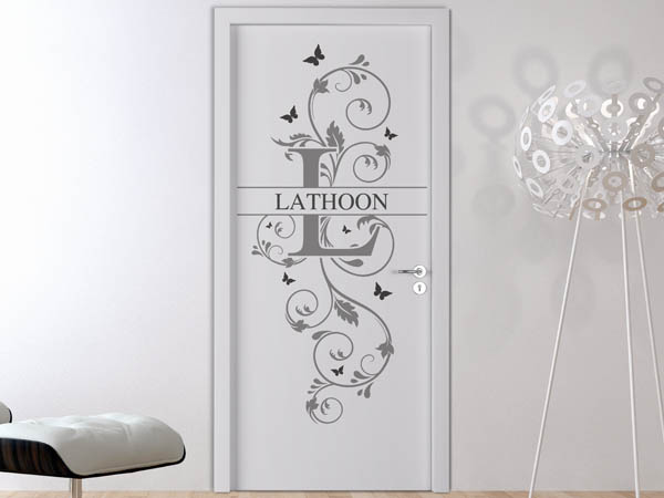 Wandtattoo Namensschild Lathoon auf einer Tür