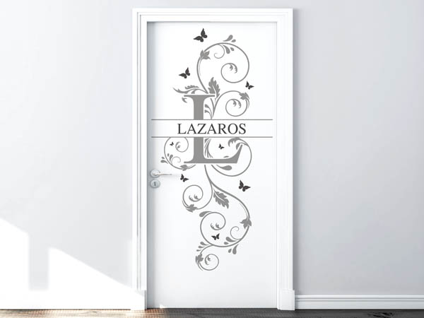Wandtattoo Namensschild Lazaros auf einer Tür