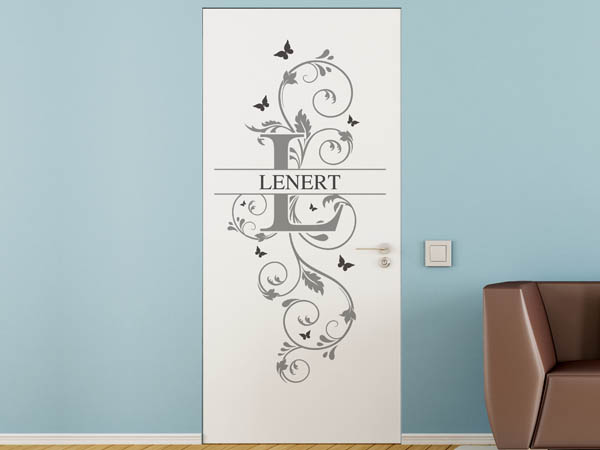 Wandtattoo Namensschild Lenert auf einer Tür