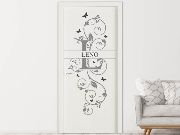 Wandtattoo Namensschild Leno auf einer Tür