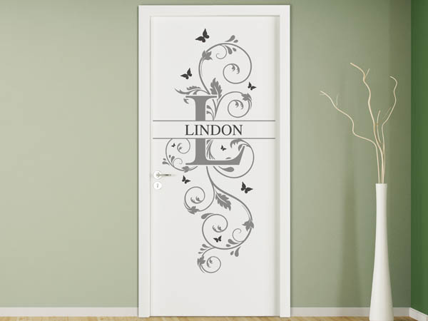 Wandtattoo Namensschild Lindon auf einer Tür