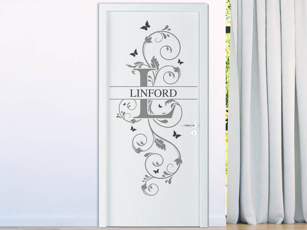 Wandtattoo Namensschild Linford auf einer Tür