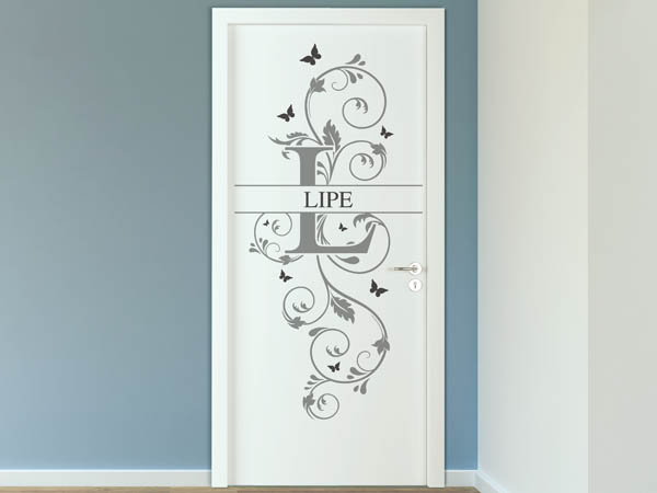 Wandtattoo Namensschild Lipe auf einer Tür