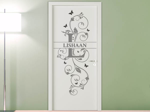 Wandtattoo Namensschild Lishaan auf einer Tür