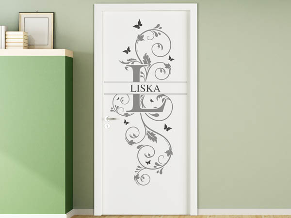 Wandtattoo Namensschild Liska auf einer Tür