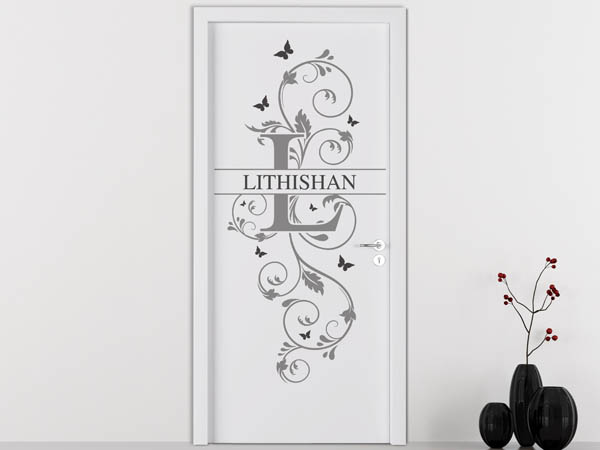 Wandtattoo Namensschild Lithishan auf einer Tür