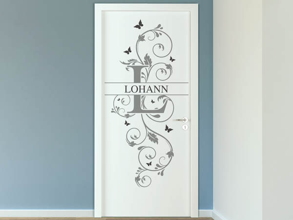 Wandtattoo Namensschild Lohann auf einer Tür