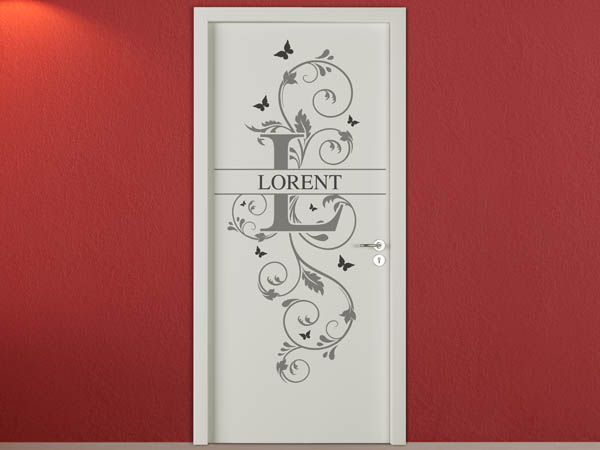 Wandtattoo Namensschild Lorent auf einer Tür