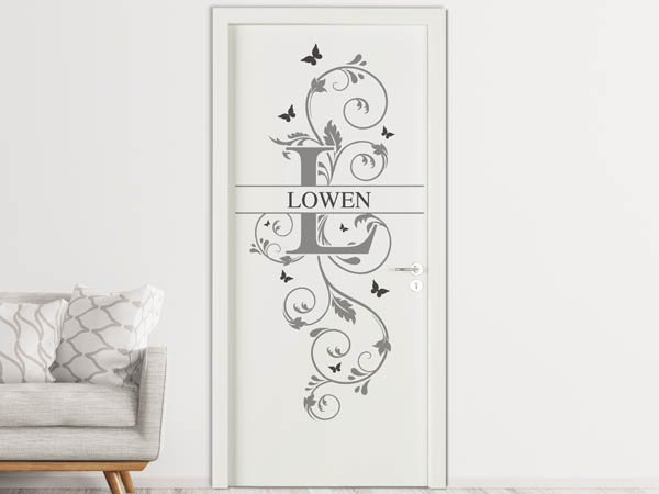 Wandtattoo Namensschild Lowen auf einer Tür