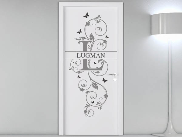 Wandtattoo Namensschild Lugman auf einer Tür