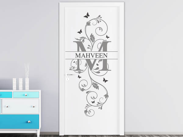 Wandtattoo Namensschild Mahveen auf einer Tür