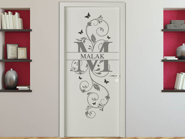 Wandtattoo Namensschild Malak auf einer Tür