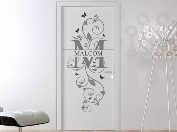 Wandtattoo Namensschild Malcom auf einer Tür