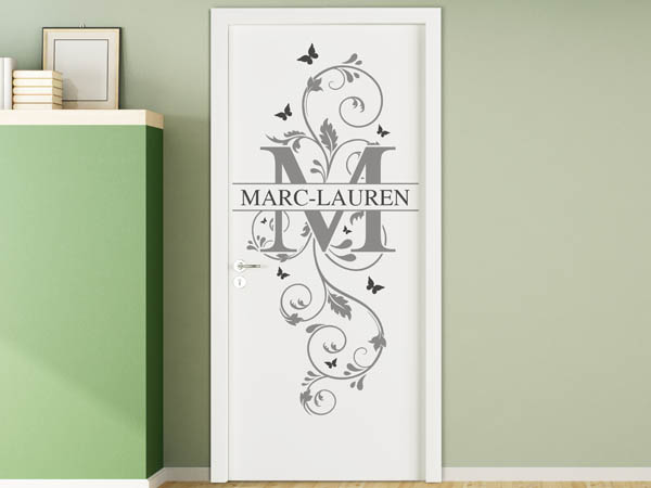 Wandtattoo Namensschild Marc-Lauren auf einer Tür