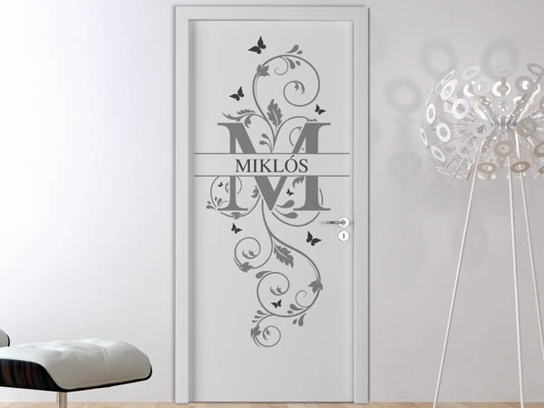 Wandtattoo Namensschild Miklós auf einer Tür
