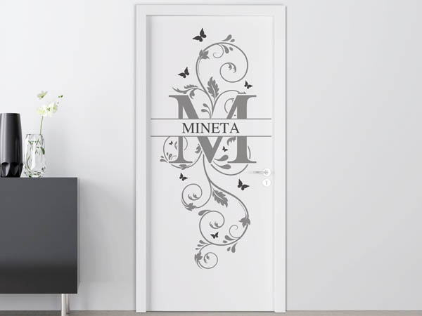 Wandtattoo Namensschild Mineta auf einer Tür