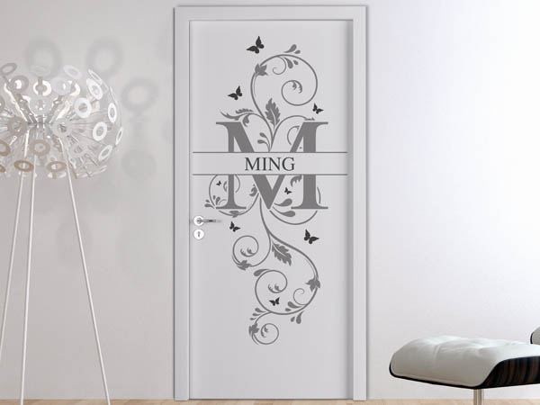 Wandtattoo Namensschild Ming auf einer Tür